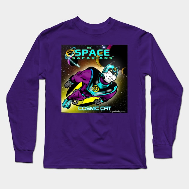 The Space Safarians- Cosmic Cat Long Sleeve T-Shirt by DocNebula